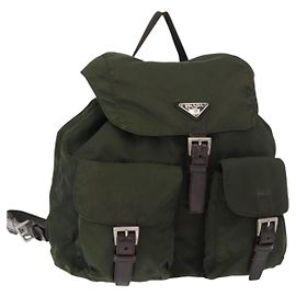 Zaino PRADA in nylon khaki argento autentico 151269