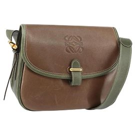 LOEWE Borsa a Spalla Anagram Pelle Oro Marrone Auth ep11747