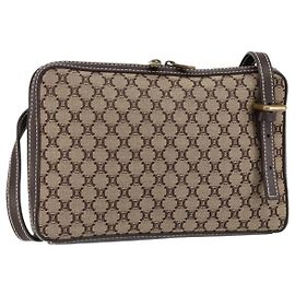 Céline Borsa a Spalla in Tela Macadam CELINE Beige Oro Auth ep11932