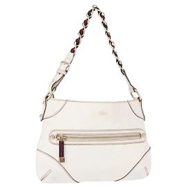 Borsa a spalla in pelle Gucci Sherry Line con catena bianca e dorata 153011 Auth ep11925