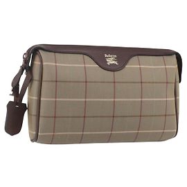 Autre Marque Bolso clutch de lona beige con estampado Nova Check de Burberrys, dorado, auténtico bs30766