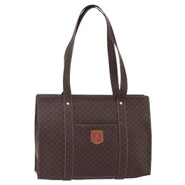 Céline Borsa tote in tela Macadam CELINE PVC marrone oro Auth ep11810
