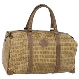 Borsa Boston in tela Zucchino FENDI in tela rivestita beige Auth ti3442