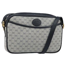 Gucci Borsa a Spalla Micro GG Supreme PVC Navy Gold 007 56 0095 Auth fm4868