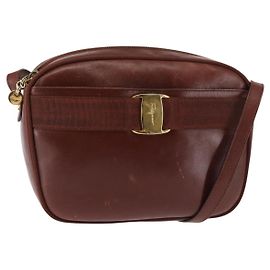 Bolso de Hombro Vala de Cuero Marrón Salvatore Ferragamo Auth BA6801