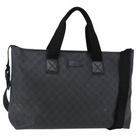 Borsa Tote GUCCI GG Supreme in pelle PVC 2 in 1 nera 162785 Auth bs29492