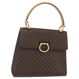 Céline CELINE Macadam Canvas Handtasche aus PVC-Leder in Braun und Gold Auth 156125