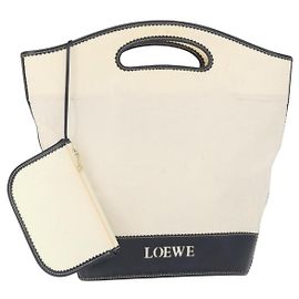 Borsa a mano LOEWE in tela bianca e oro Auth 151572