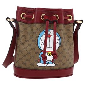 Gucci Mini Bucket Bag Doraemon Micro GG Supreme aus PVC Beige 647801 Auth 154926SAM