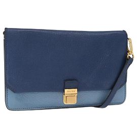 Borsa a Spalla Miu Miu in Pelle Blu Oro Auth 152690