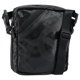 Borsa a Spalla CHANEL Sports Line Pelle Verniciata Argento Nero CC Auth ka387