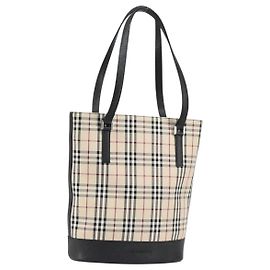 Borsa a mano in tela beige con motivo Nova Check Burberry argento autentica 154458