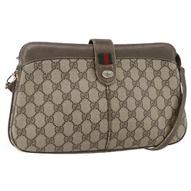 Borsa Gucci GG Supreme Web Sherry Line PVC Beige Rosso 904 02 043 Auth 151491
