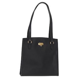 Borsa a Spalla in Pelle Nera e Oro VALENTINO Auth bs31441