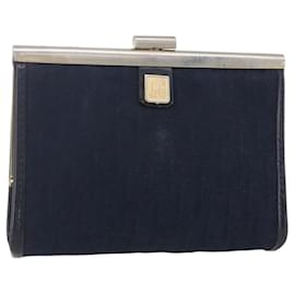 Mini borsa clutch in tela Trotter Christian Dior blu navy e oro Auth mr1614