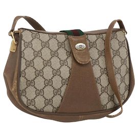 Borsa Sherry Line GG Supreme Web di GUCCI in PVC beige e oro 116 02 024 Auth 151431