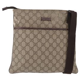Borsa a spalla GG Supreme in PVC beige e argento di GUCCI 141626 Auth ka605