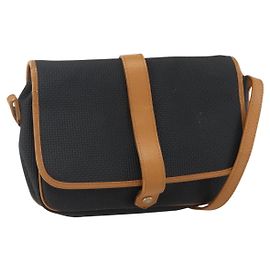 Saint Laurent Borsa a Spalla in Tela Nera e Oro Auth 151604