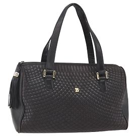 BALLY Handtasche aus Leder Schwarz Gold Auth 154726