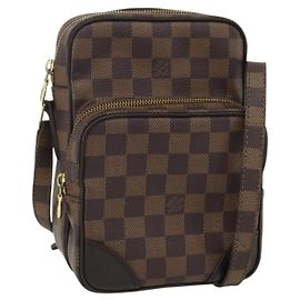 LOUIS VUITTON Bolsa de Ombro Amazon Damier Ebene SPO N48074 LV Auth 155271V