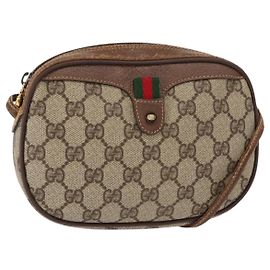 Borsa Sherry Line GG Supreme Web di GUCCI in PVC beige e rosso 007 58 6112 9411 Auth BA8618