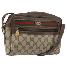 Borsa Sherry Line GG Supreme Web di GUCCI in PVC beige e oro 119 02 087 Auth 154660