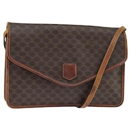 Céline Borsa a Spalla in Tela Macadam CELINE in Pelle PVC Marrone Oro Auth 150768
