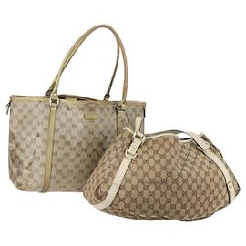 Borsa a Spalla GG Canvas Gucci 2 Set Rossa Oro Auth 146898