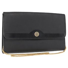 Borsa a spalla in tela a nido d'ape Christian Dior con catena in PVC nera e dorata Auth 148882