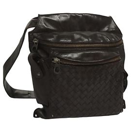 Autre Marque Bolsa de cintura em couro marrom INTRECCIATO da BOTTEGA VENETA Auth bs27185