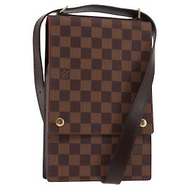 LOUIS VUITTON Bolsa de Hombro Portello Damier Ebene N45271 LV Auth ep11045