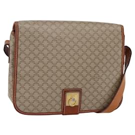 Céline Borsa a Spalla in Tela Macadam CELINE PVC Beige Oro Auth bs31210