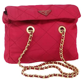 PRADA Borsa a Spalla Trapuntata con Catena Nylon Rosa Oro Auth mr1558 - Prada