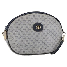 Gucci Borsa a Spalla Micro GG Supreme PVC Navy Gold Auth BA7782