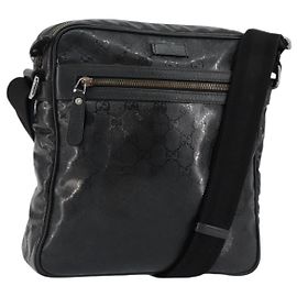 Borsa GG Implementation Gucci in tela rivestita nera argento 201448 Auth ka108