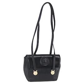 Gianni Versace Shoulder Bag Leather Black Gold Auth BA7818