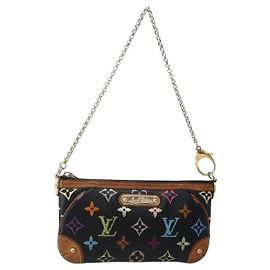 LOUIS VUITTON Pochette Mila MM Multicolor Negra M60097 Auth LV 143169