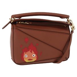 LOEWE Mini Puzzle Borsa Loewe x Studio Ghibli Calcifer 2way Marrone Auth BA9009SM