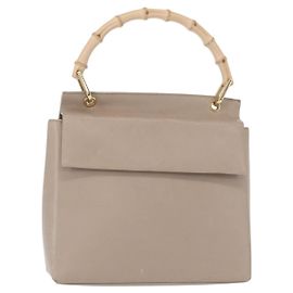 Borsa a mano in pelle beige oro GUCCI Bamboo 001 3444 1887 Auth ka105