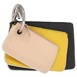 FENDI Pochette Triplet in Pelle Multicolore Argento Auth bs31387