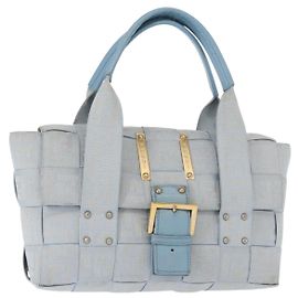 Borsa a mano in tela Zucca FENDI azzurro chiaro oro Auth 151194V