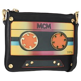 Borsa a Spalla MCM in Pelle Nera Oro Auth 157161V