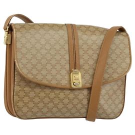 Céline Borsa a Spalla in Tela Macadam CELINE in Pelle PVC Beige Oro Auth 153390