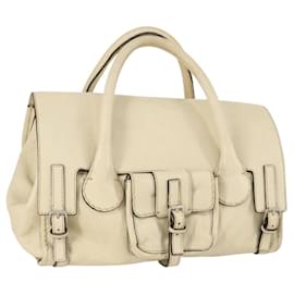 Borsa Boston in pelle beige e argento Chloe Edith Auth bs30503 - Chloé