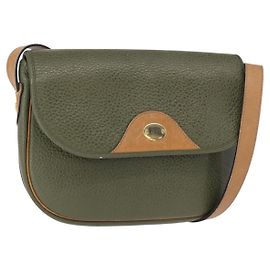 Christian Dior Schultertasche aus Leder Grün Gold Auth bs30968