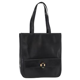 Bolso Tote Salvatore Ferragamo de cuero negro y dorado Auth ka699