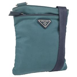 Borsa a Spalla PRADA in Nylon Blu Argento Autentica 155943