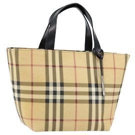 Borsa a mano in PVC beige con motivo Nova Check di BURBERRY Argento Auth BA8235