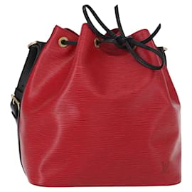 LOUIS VUITTON Borsa a Spalla Petit Noé Epi Bicolore Nero Rosso M44017 LV Auth 153507