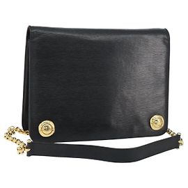 Chloé Borsa a spalla in pelle Chloe con catena nera oro Auth 153176